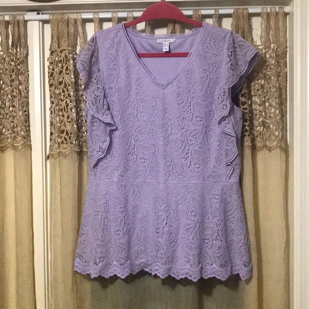 Issac Mizrahi Live Lace Peplum Top